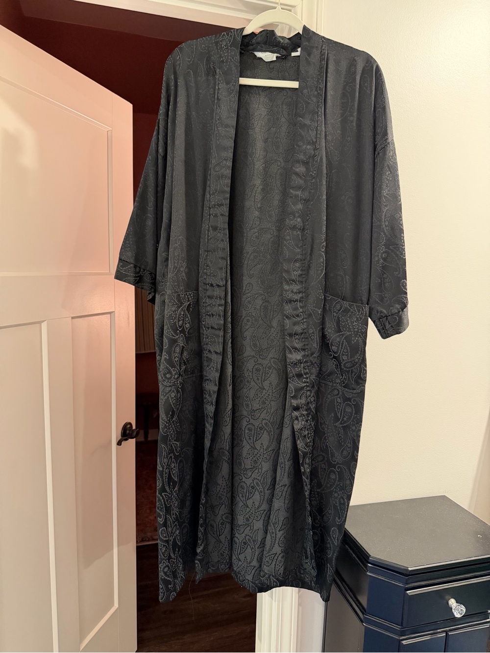 Dior Black Paisley Satin Kimono Robe  Intimates & Sleepwear